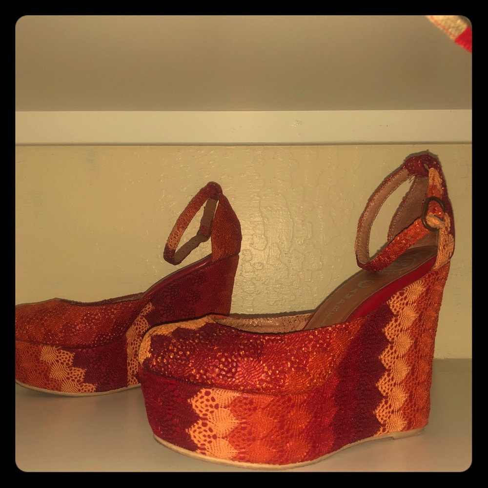 RARE Jeffery Campbell lace wedges.
